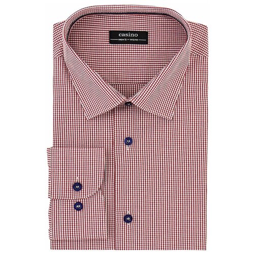 фото Рубашка мужская длинный рукав casino c164/157/7670/z/1p, полуприталенный силуэт / regular fit, цвет красный, рост 174-184, размер ворота 44