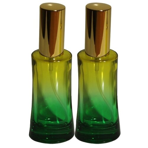 фото Атомайзер цилиндр для духов aromaprovokator желто-зеленое стекло спрей золото 50 мл набор 2 шт