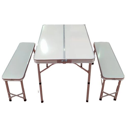 фото Складной стол и две скамейки из бамбука ch 007-2, белый mircamping