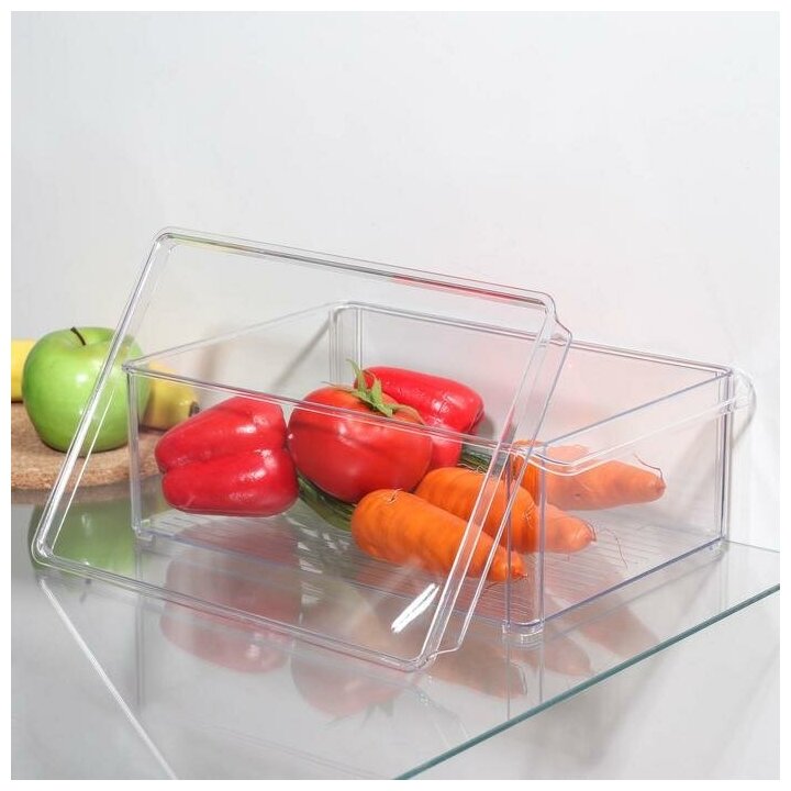 Контейнер для холодильника с крышкой IDEA, 20×30×10 см, цвет прозрачный