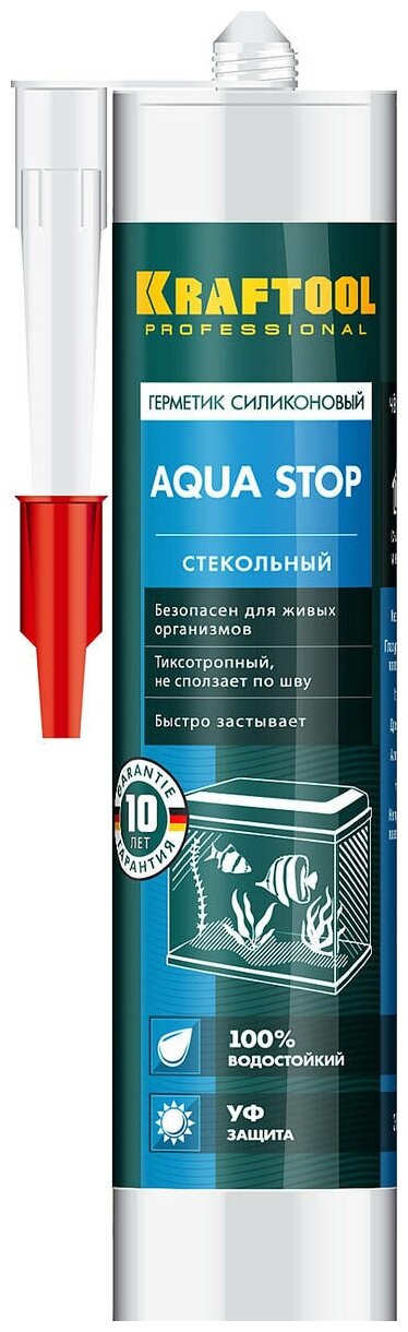 Стекольный черный силиконовый герметик KRAFTOOL Aqua Stop 300 мл 41256-4