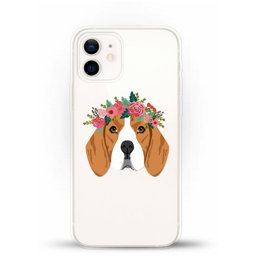 фото Силиконовый чехол бигль с цветами на apple iphone 12 andy & paul