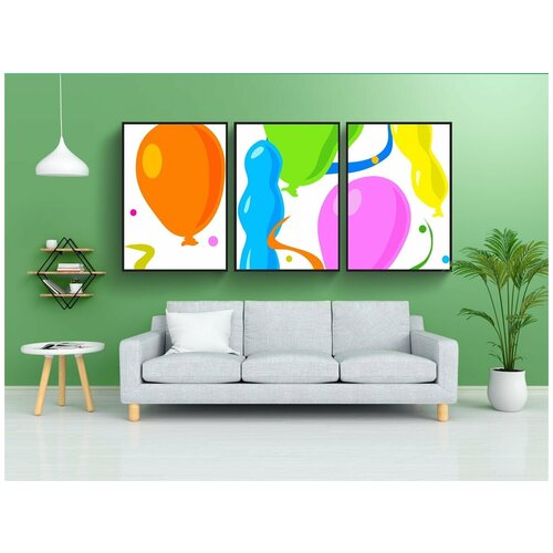 фото Набор модулных постеров для интерьера "надувные шарики, каникулы, случаи" 60x90 см. в тубусе, без рамки lotsprints