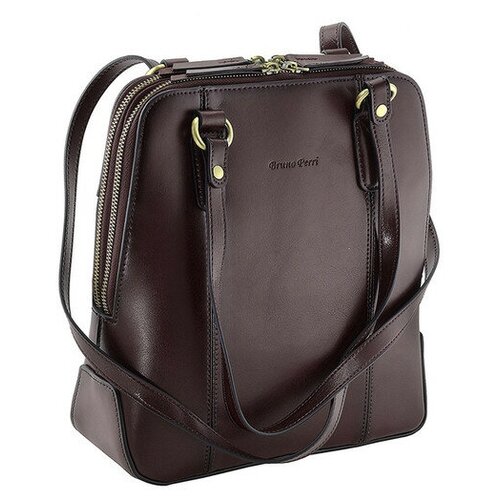 фото Женская кожаная сумка-рюкзак bruno perri l13272/3 коньяк