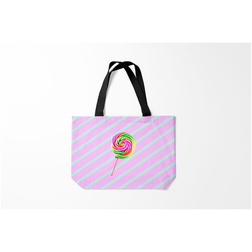 фото Сумка-шоппер / 46х35 см / популярные иллюстрации / еда леденец графический фон burnettie
