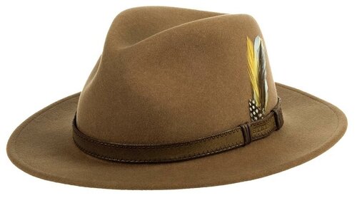 Шляпа федора STETSON, шерсть, утепленная, размер 61, коричневый