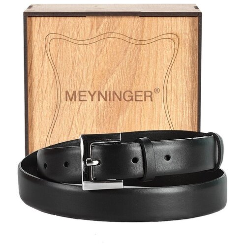 фото Ремень/ремень женский/натуральная кожа/meyninger/рн-2818/черный/115/цельнокроеный/с пряжкой/подарочная коробка