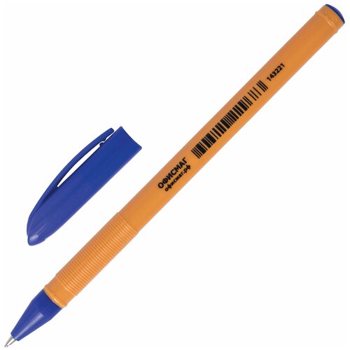 Ручка шариковая масляная офисмаг, синяя, корпус оранжевый, узел 0,7 мм, линия письма 0,35 мм, 143221