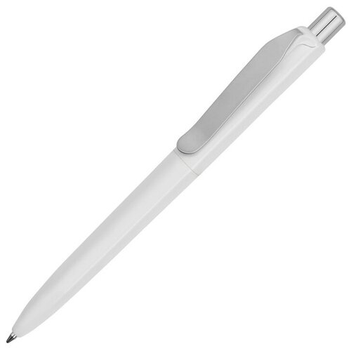 Ручка пластиковая шариковая Prodir DS8 PSP с металлическим клипом, цвет белый/серебристый