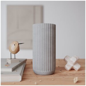 Декоративная ваза для сухоцветов Chloe M, 20x9.5 см, бетон, серая матовая