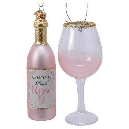 фото Kaemingk набор стеклянных елочных игрушек christmas eve: розовое вино 14 см, 2 шт, подвеска 120867