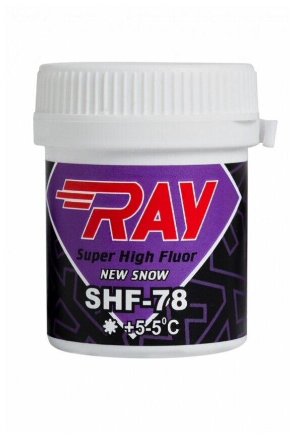Порошок ускоритель лыжный фторированный RAY SHF-44 для беговых лыж 0+10C на новый глянцевый снег (30г)