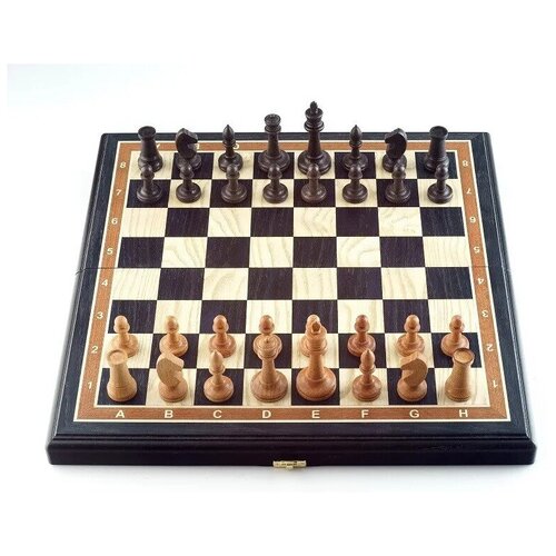 Шахматы складные деревянные из мореного дуба с утяжелеными фигурами из бука 45 на 45 см