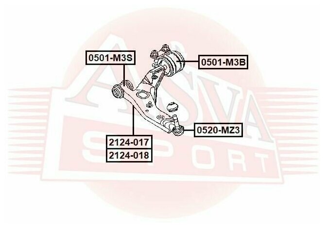 Рычаг передний нижний правый, ASVA 2124017