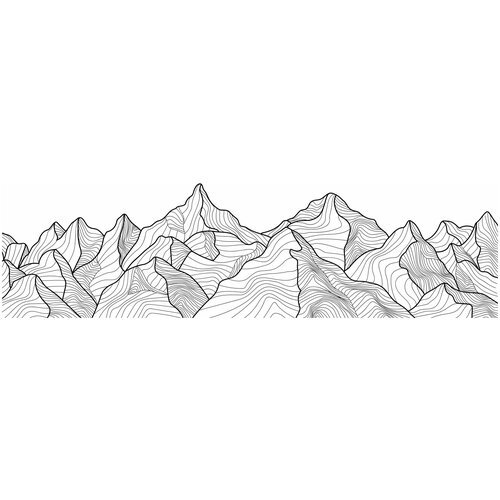 Фотообои Уютная стена Графика горных хребтов 720х270 см Бесшовные Премиум (единым полотном)