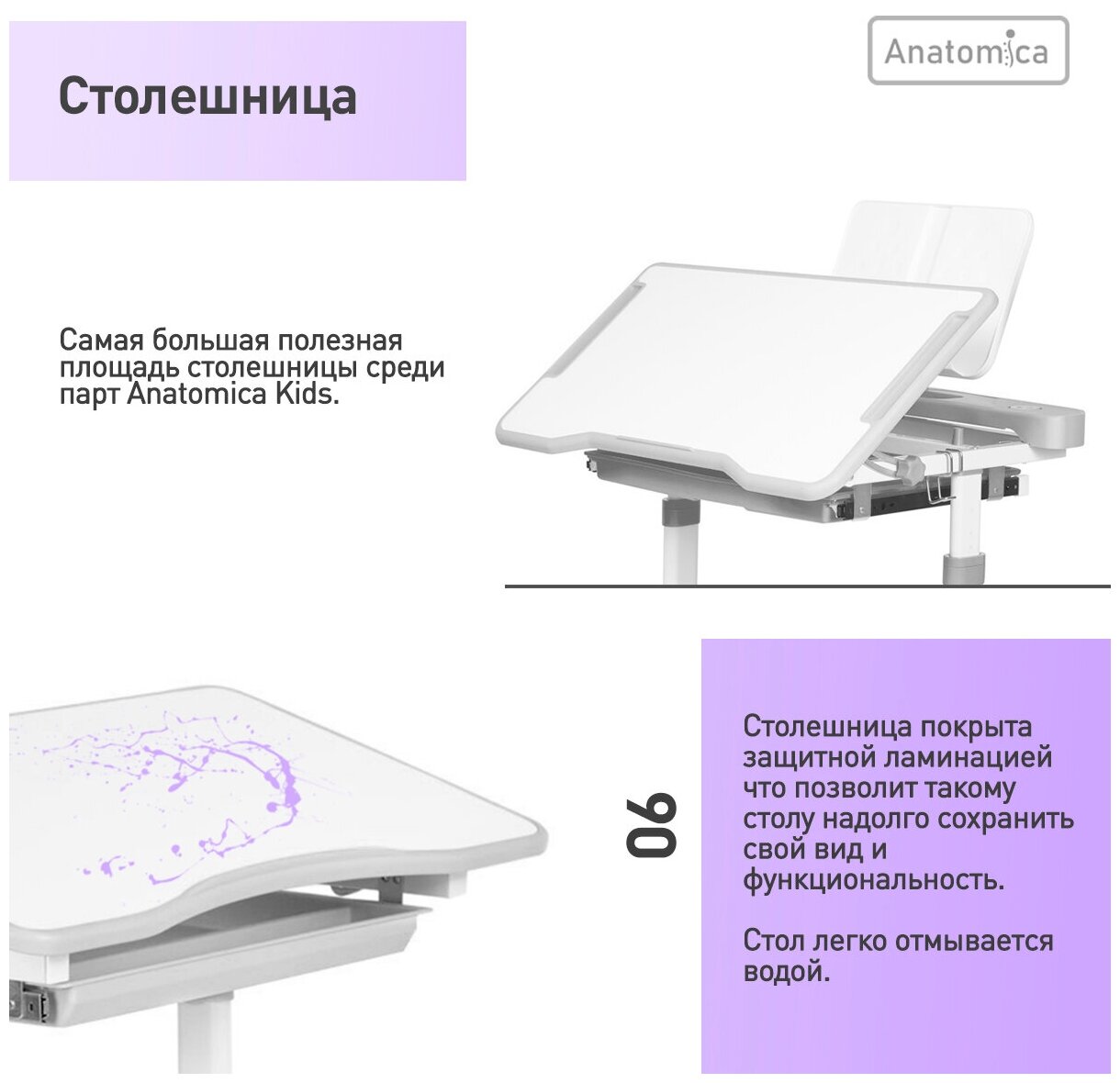 Комплект Anatomica Vitera парта + стул + выдвижной ящик + подставка белый/серый - фотография № 18