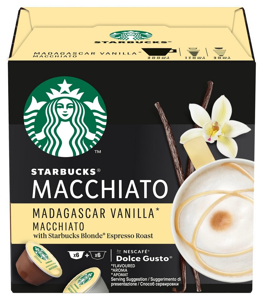 Кофе в капсулах Nescafe Dolce Gusto Starbucks Macchiato Madagaskar Vanilla,12кап