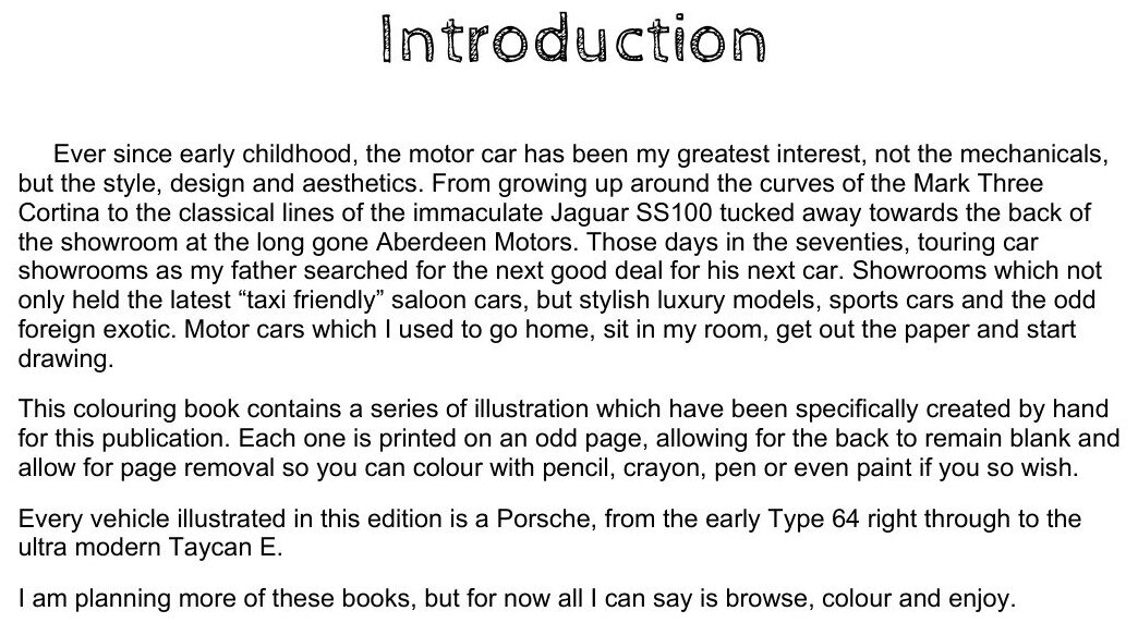 Handmade Colouring Books - Focus on Porsche