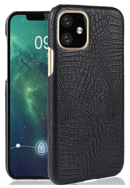 Чехол панель бампер MyPads для iPhone 11 Pro Max элегантный тонкий на пластиковой основе с дизайном под кожу крокодила черный