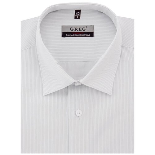 фото Рубашка мужская короткий рукав greg 311/309/40/zv, приталенный силуэт / slim fit, цвет серый, рост 174-184, размер ворота 37