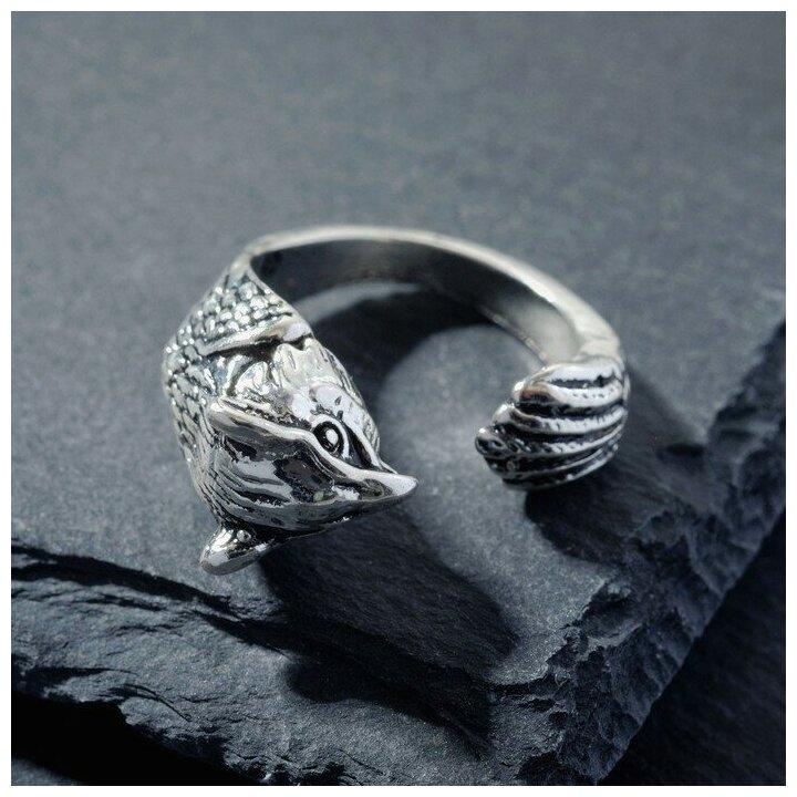Кольцо "Перстень" орёл цвет чернёное серебро безразмерное