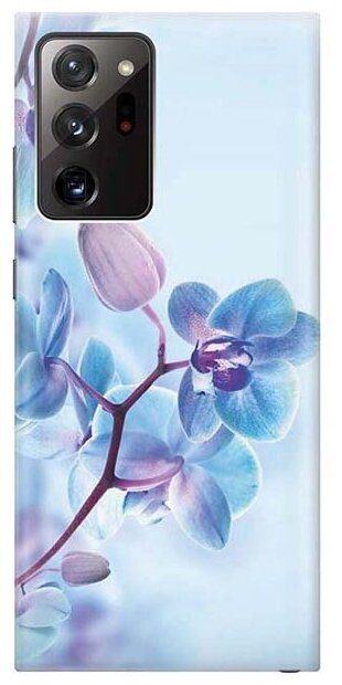 Ультратонкий силиконовый чехол-накладка для Samsung Galaxy Note 20 Ultra с принтом "Синий цветок на синем"