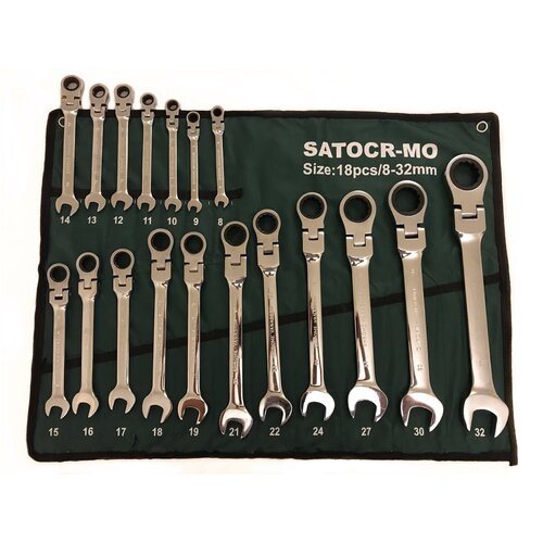 Набор гаечных ключей с трещоточным механизмом 72зуба, с прочным чехлом Оксфорд 600D