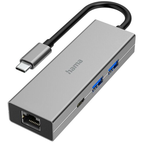 Разветвитель USB-C Hama H-200108 4порт серый 00200108 637000₽