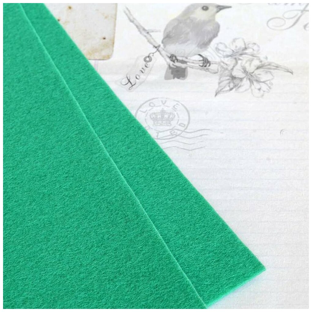 Фетр корейский жесткий листовой 33x110 см толщина 1,2 мм, цвет зеленый нефритовый 935 / для творчества рукоделия