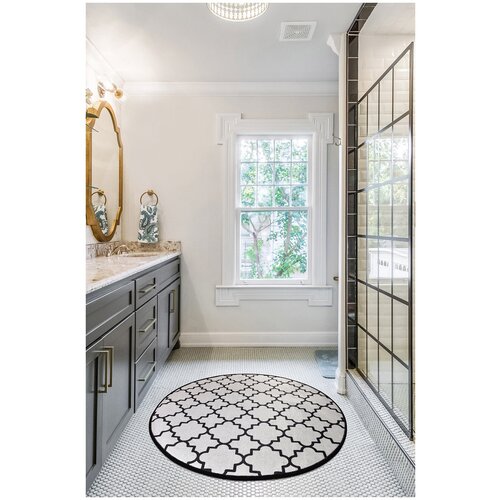 Ковер круглый 140x140 см безворсовый, серый, черный, Chilai Home,100% полиэстер, 8682125928906