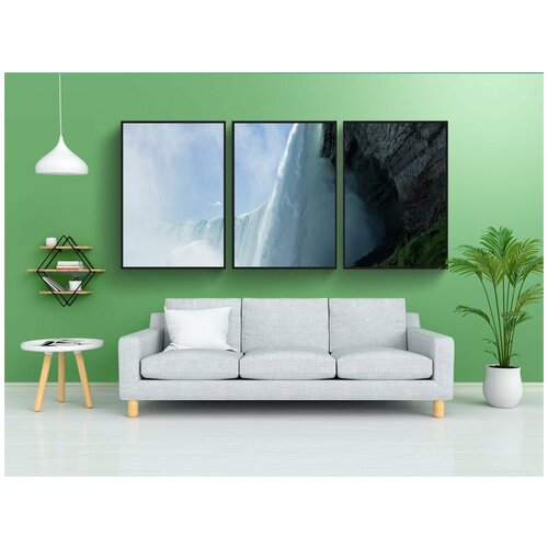 фото Набор модулных постеров для интерьера "ниагара, ниагарский водопад, водопад" 60x90 см. в тубусе, без рамки lotsprints