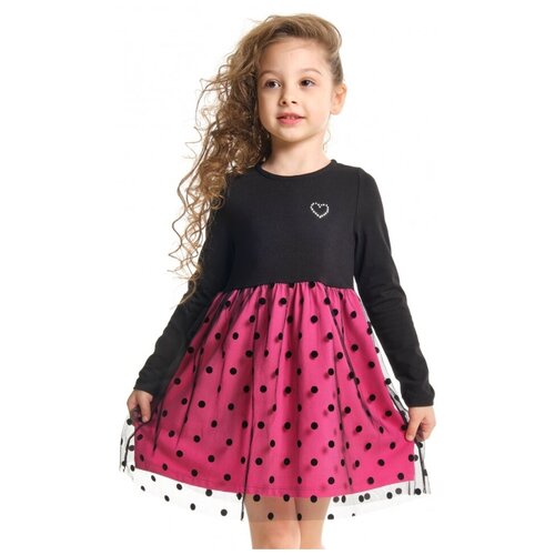 Платье для девочек Mini Maxi, модель 6157, цвет малиновый/меланж/черный, размер 110