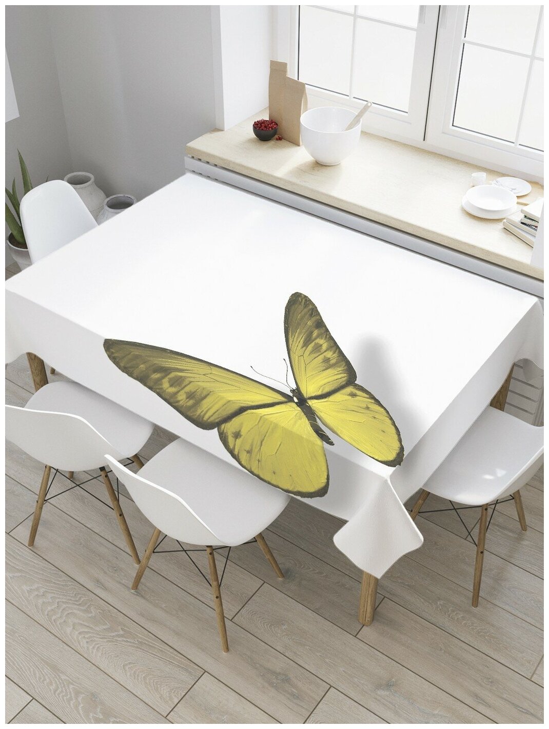 Скатерть прямоугольная JoyArty на кухонный стол "Мотылек" из оксфорда, 120x145 см
