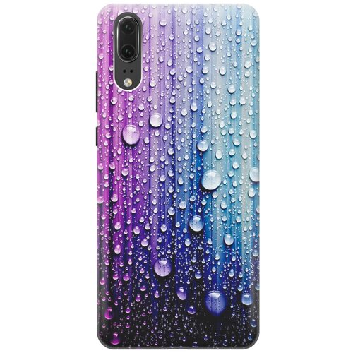 фото Силиконовый чехол на huawei p20 / хуавей п20 с принтом "разноцветные листья в каплях gosso