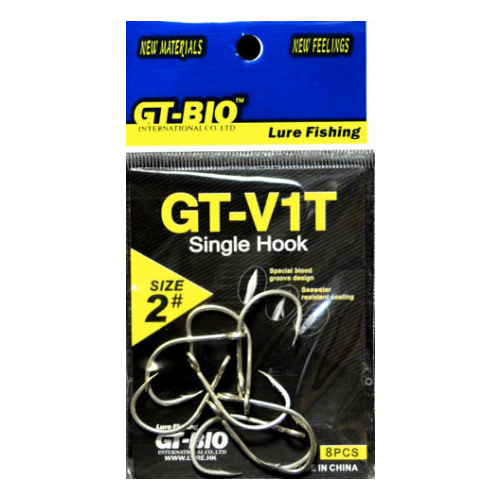 GT-Bio, Крючки (одинарник) Single Hook GT-V1T, №1, 8шт.