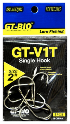 GT-Bio Крючки (одинарник) Single Hook GT-V1T №1 8шт.