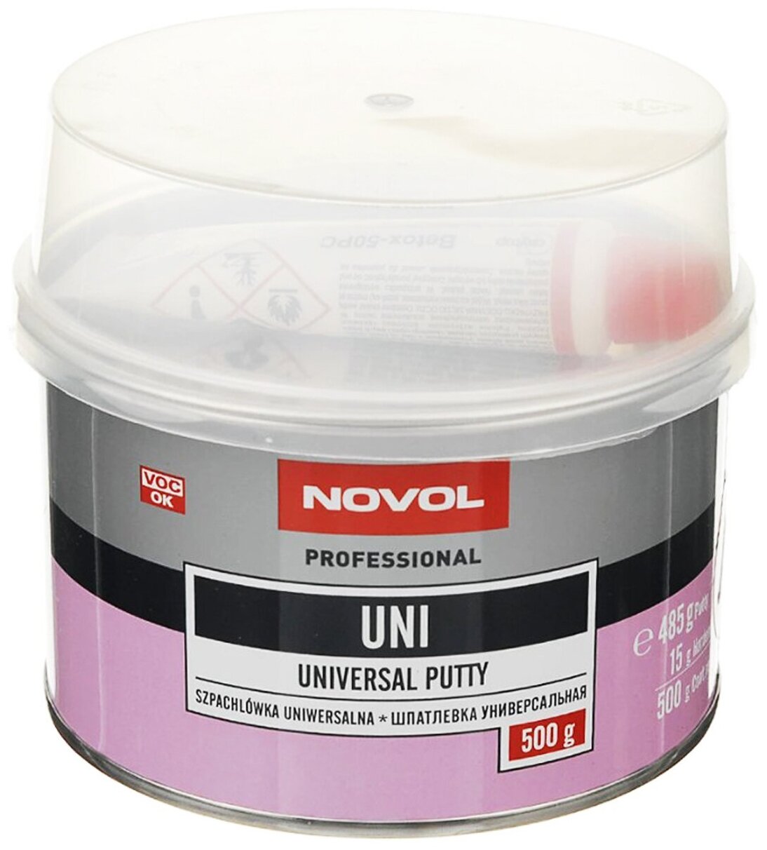 Шпатлевка автомобильная полиэфирная Novol UNI Professional Universal Putty банка 500г + отвердитель Betox-50PC туба 15г 1101