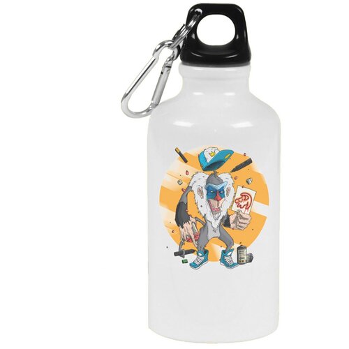 Бутылка с карабином CoolPodarok Шимпанзе с рисунком собаки