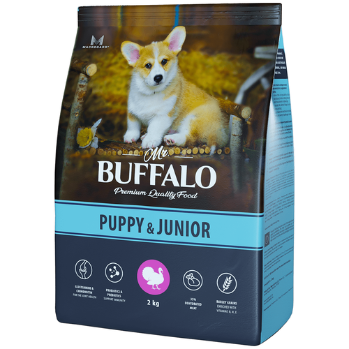 Mr.Buffalo Сухой корм для щенков и юниоров Mr.Buffalo PUPPY & JUNIOR, индейка, 2 кг