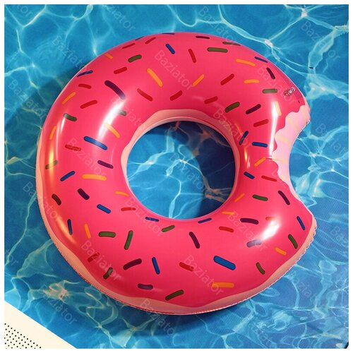 Надувной круг детский Пончик розовый диаметр 60 см для малышей для безопасного активного отдыха на воде на пляже и в бассейне, круг для плавания