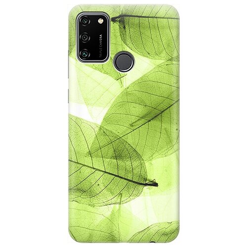 фото Ультратонкий силиконовый чехол-накладка для honor 9a с принтом "зеленые листья" gosso