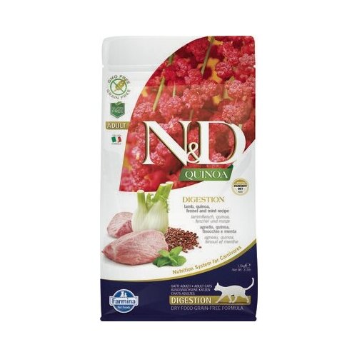 Farmina N&D Quinoa Line Degestion Lamb Adult - Беззерновой корм для взрослых кошек Ягненок с Киноа Чувствительное пищеварение - 1,5 кг