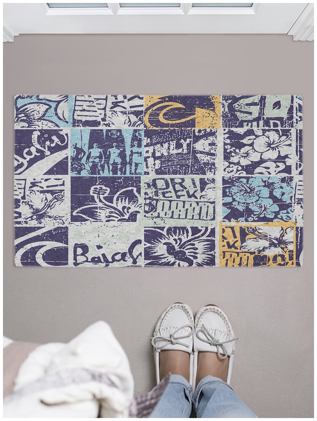 Коврик придверный в прихожую с принтом 