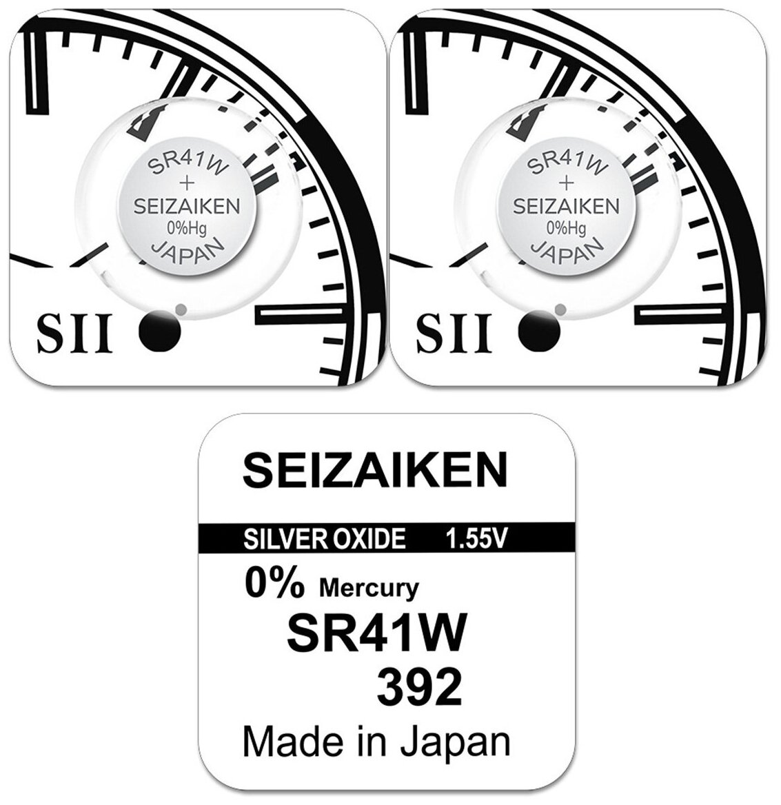 Батарейка Seizaiken 392, LR41, LR736, AG3, SR41W, серия "W" (энергоемкая), 2 шт.