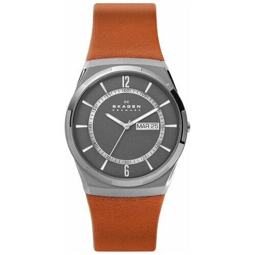 фото Наручные часы skagen leather skw6786, коричневый, серый