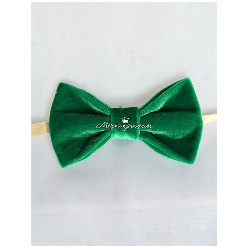Галстук-бабочка одинарная, бархат, зеленый