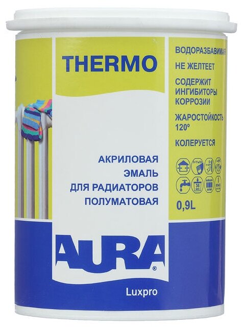Эмаль для радиаторов в/д Aura Luxpro Thermo полуматовая 0.9 л