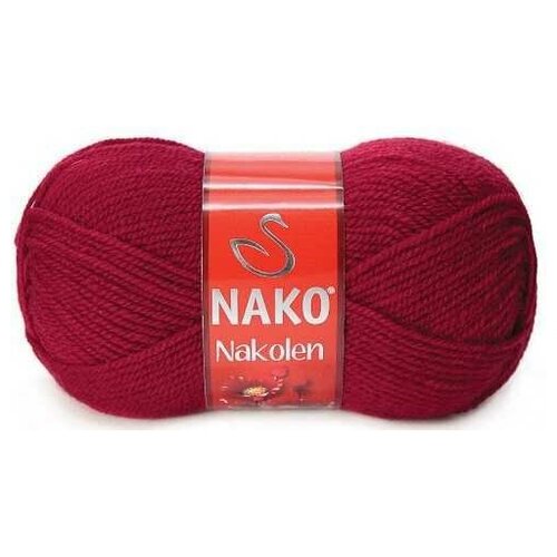 Пряжа Nako Nakolen | Пряжа Nako Nakolen - 3630 вишня | 5шт упаковка | Акрил: 51%, Шерсть: 49%