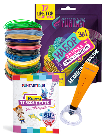 3D ручка Funtastique Cleo + PLA-пластик 17 цветов + трафареты + подставка