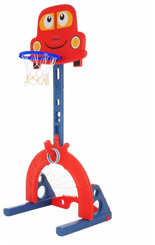Стойка баскетбольная Pituso Машинка (с кольцебросом, футб. воротами) RED/красный (71*178h)